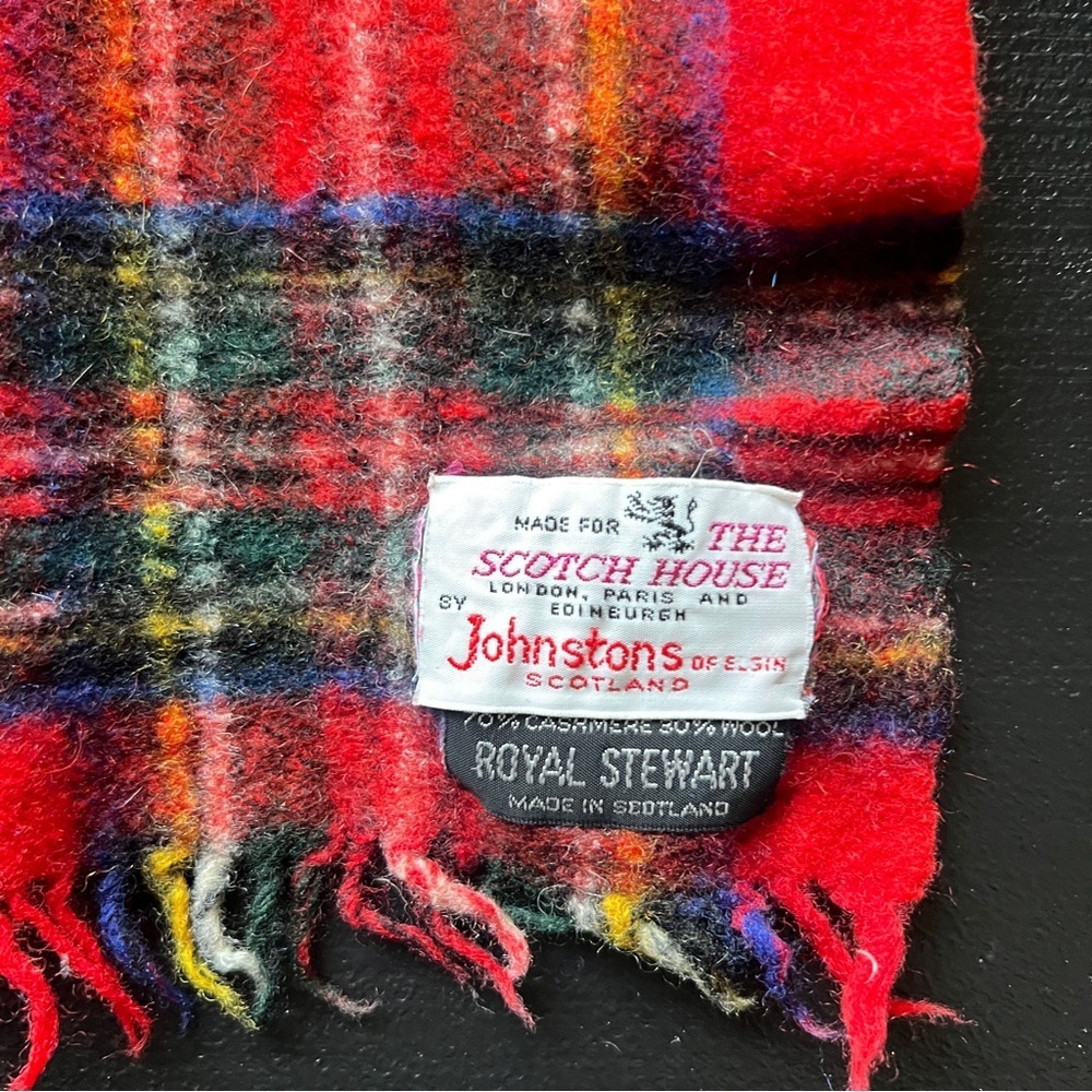 Vintage The Scotch House Scarf London Paris Cashmere Johnstons Elgin Scotland - Picture 5 of 8